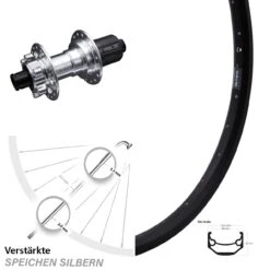28-29 Zoll Hinterrad KX-E Nabe Silbern-eloxiert 12x142 Mm Ryde Andra 40 Disc