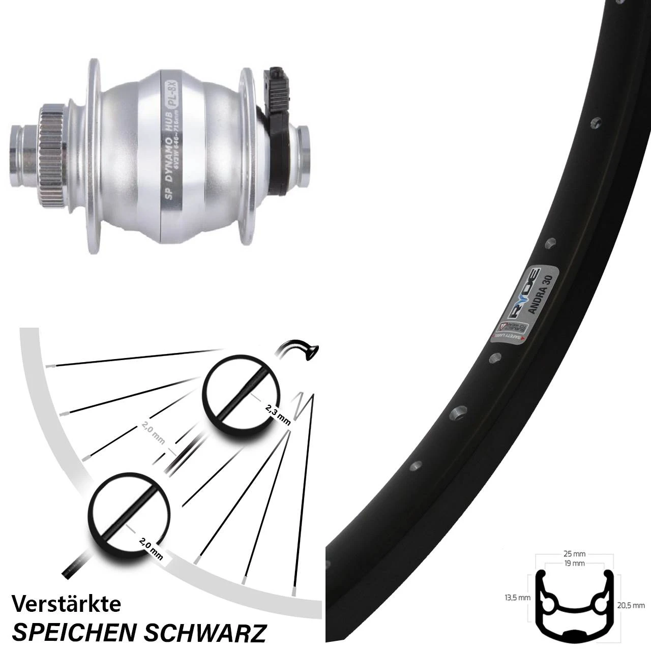 Nabendynamo Steckachse Silbern Ryde Andra 30 Disc 26 Zoll Shutter Precision 15x100 Mm 3 Nabendynamo Steckachse Silbern Ryde Andra 30 Disc 26 Zoll Shutter Precision 15x100 Mm