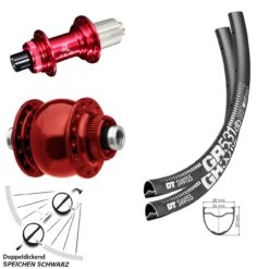 Dt-swiss Laufradsatz 27,5 Zoll DT Swiss GR 531 Dynamo SON 28-12 Centerlock KX-G Rot-eloxiert