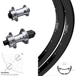 Laufradsatz 27,5 Zoll KX-E Silbern Verstärkt 142x100 Ryde Rival 30