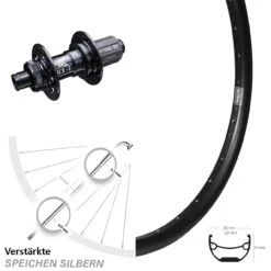 Ryde Andra 29 Hinterrad 26 Zoll Mit KX-E Nabe Schwarz 12x142 Mm Centerlock Verstärkt