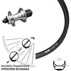 Ryde Andra 321 Hinterrad 26 Zoll Centerlock Verstärkt KX-E Silbern