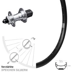 Ryde Andra 29 Hinterrad 26 Zoll Mit KX-E Nabe Silbern 5x135 Mm Centerlock Verstärkt