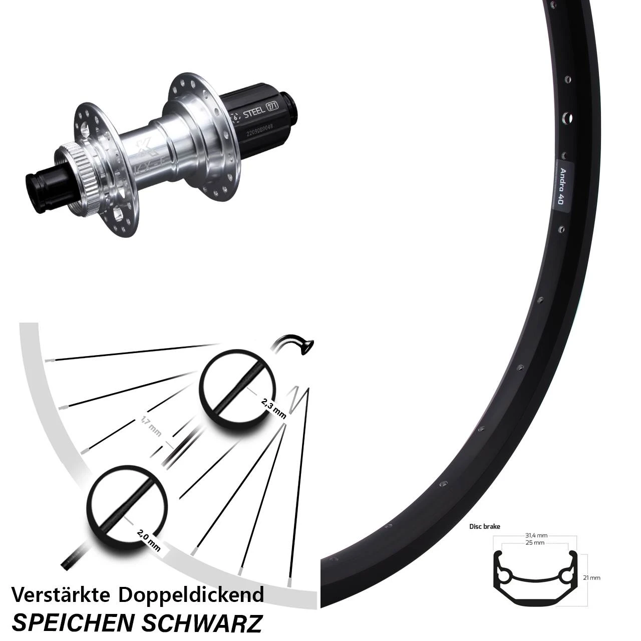 Ryde Andra 40 Disc Hinterrad 28-29 Zoll KX-E 6 Kugellager Verstärkt 12x142 Mm 3 Ryde Andra 40 Disc Hinterrad 28-29 Zoll KX-E 6 Kugellager Verstärkt 12x142 Mm