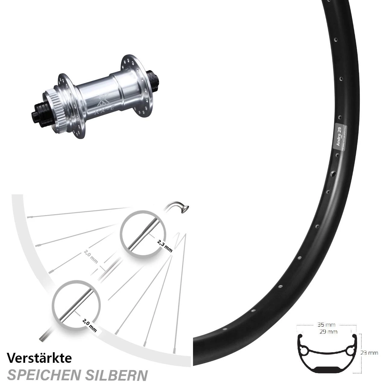 27,5 Zoll Vorderrad KX-E 5x100 Mm Silbern Eloxiert Ryde Andra 29 Schnellspanner 3 27,5 Zoll Vorderrad KX-E 5x100 Mm Silbern Eloxiert Ryde Andra 29 Schnellspanner