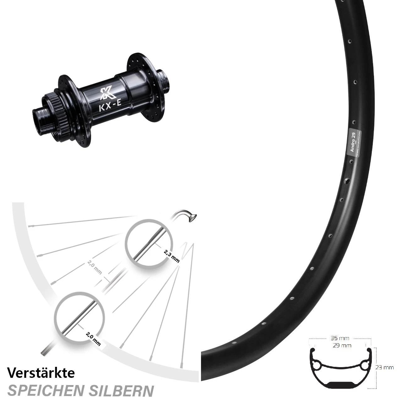 KX-E Nabe Centerlock 15x100 Mm Schwarz Ryde Andra 29 Zoll Vorderrad Steckachse 3 KX-E Nabe Centerlock 15x100 Mm Schwarz Ryde Andra 29 Zoll Vorderrad Steckachse