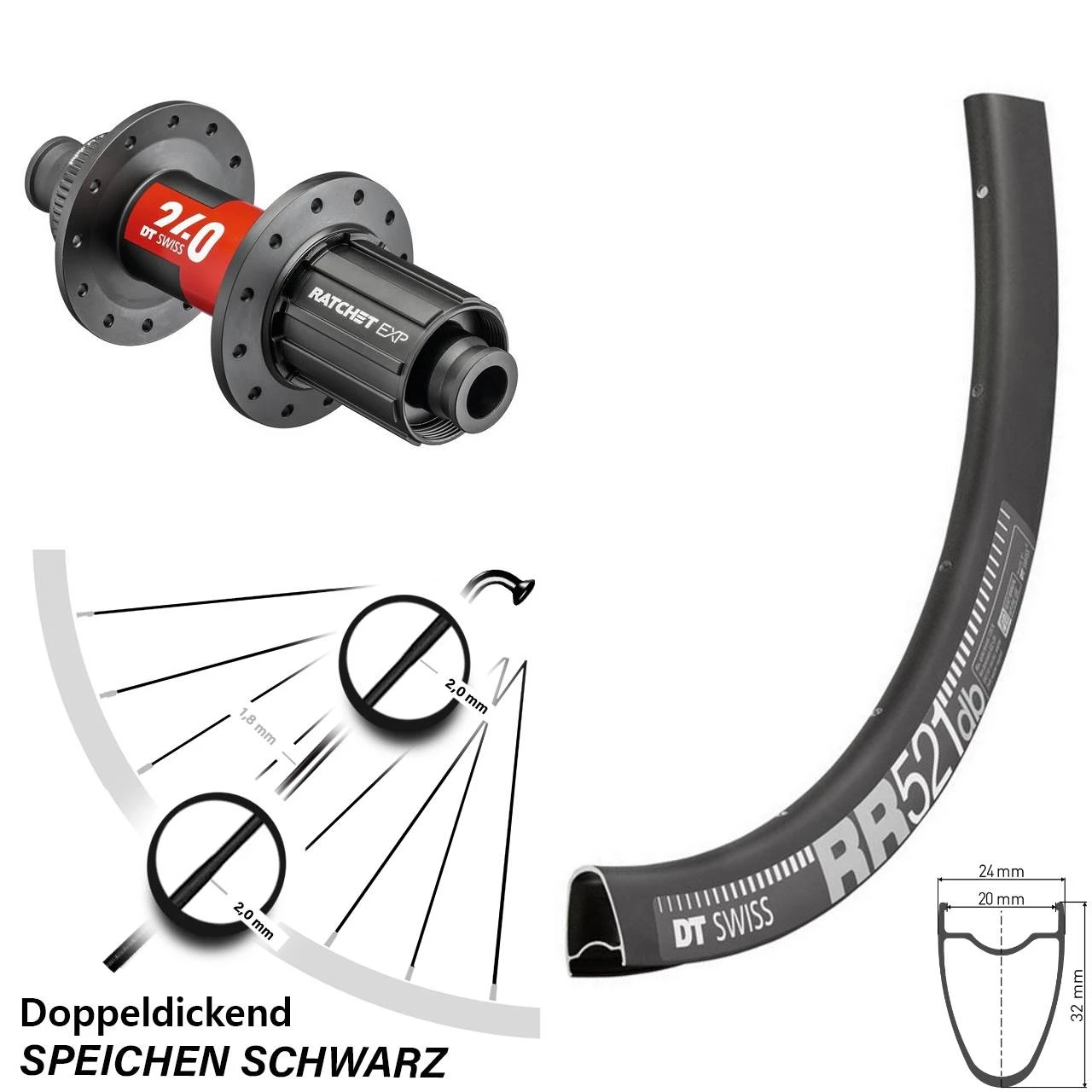 Dt-swiss DT Swiss RR521-240 Hinterrad 28 Zoll 12x142 3 Dt-swiss DT Swiss RR521-240 Hinterrad 28 Zoll 12x142