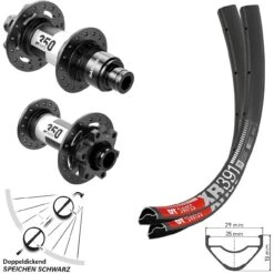 Dt-swiss 29 Zoll Leichter MTB Laufradsatz XR 391 DT Swiss 350 Boost 6-loch Sram XD 110x148 Mm