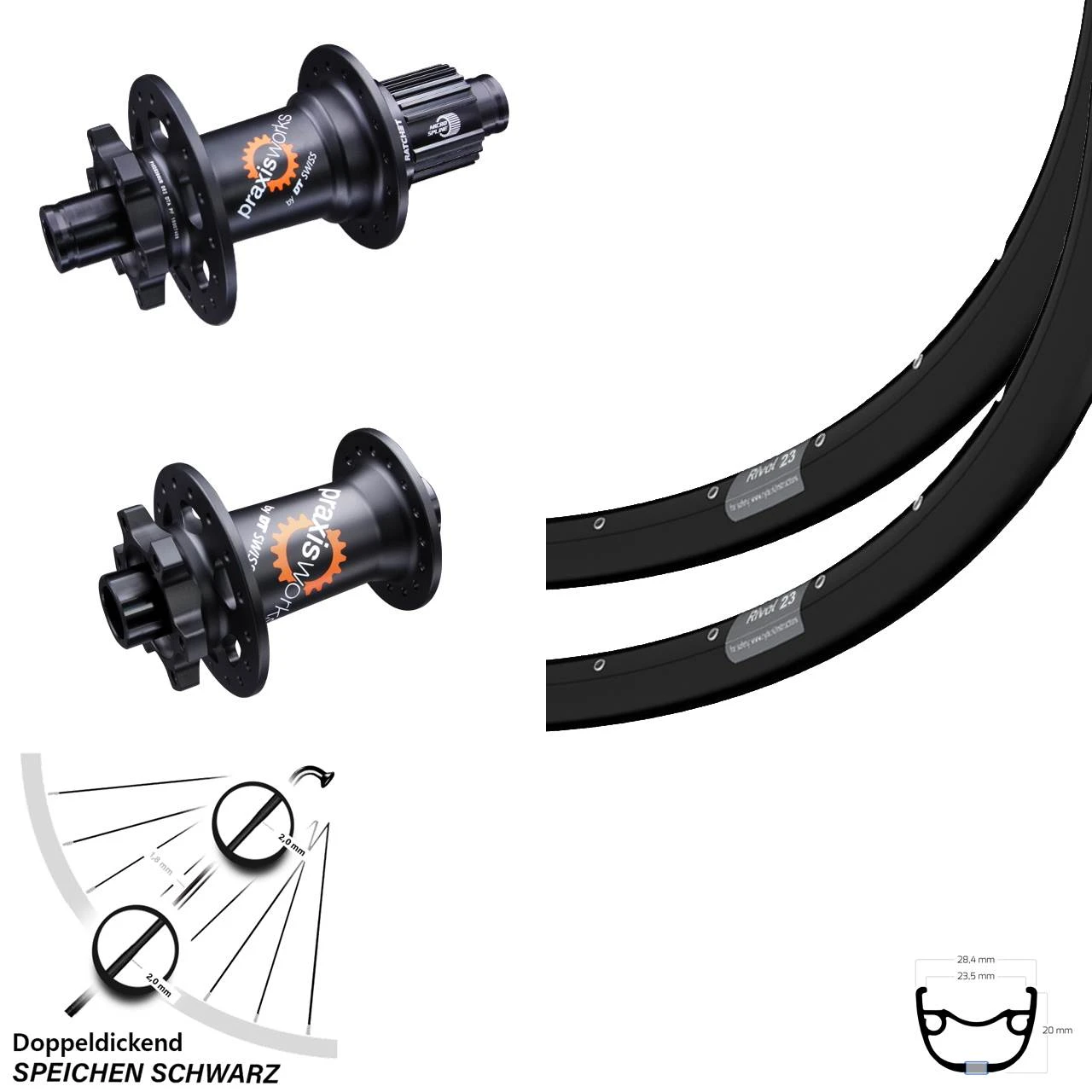 29 Zoll MTB Laufradsatz DT Swiss 350 SL Microspline 12-fach Ryde Rival 23 3 29 Zoll MTB Laufradsatz DT Swiss 350 SL Microspline 12-fach Ryde Rival 23