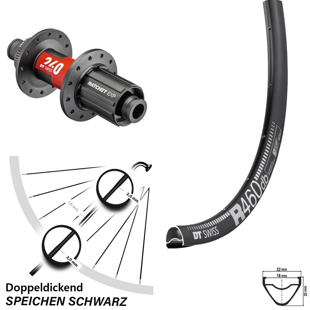 Dt-swiss DT Swiss R 460 DB Hinterrad 28 Zoll Mit 240 EXP Road Centerlock 12x142 Mm 3 Dt-swiss DT Swiss R 460 DB Hinterrad 28 Zoll Mit 240 EXP Road Centerlock 12x142 Mm