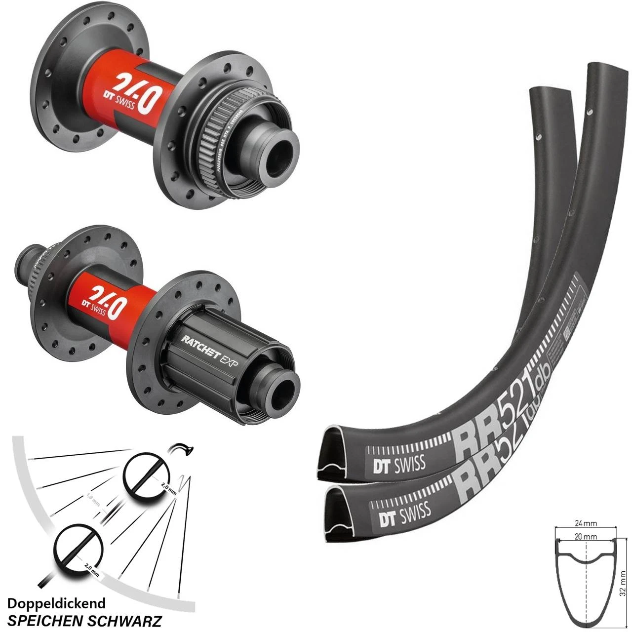 Dt-swiss 28 Zoll Road Disc Laufradsatz RR 521 DT Swiss 240 EXP Centerlock Steckachse 11-fach 3 Dt-swiss 28 Zoll Road Disc Laufradsatz RR 521 DT Swiss 240 EXP Centerlock Steckachse 11-fach