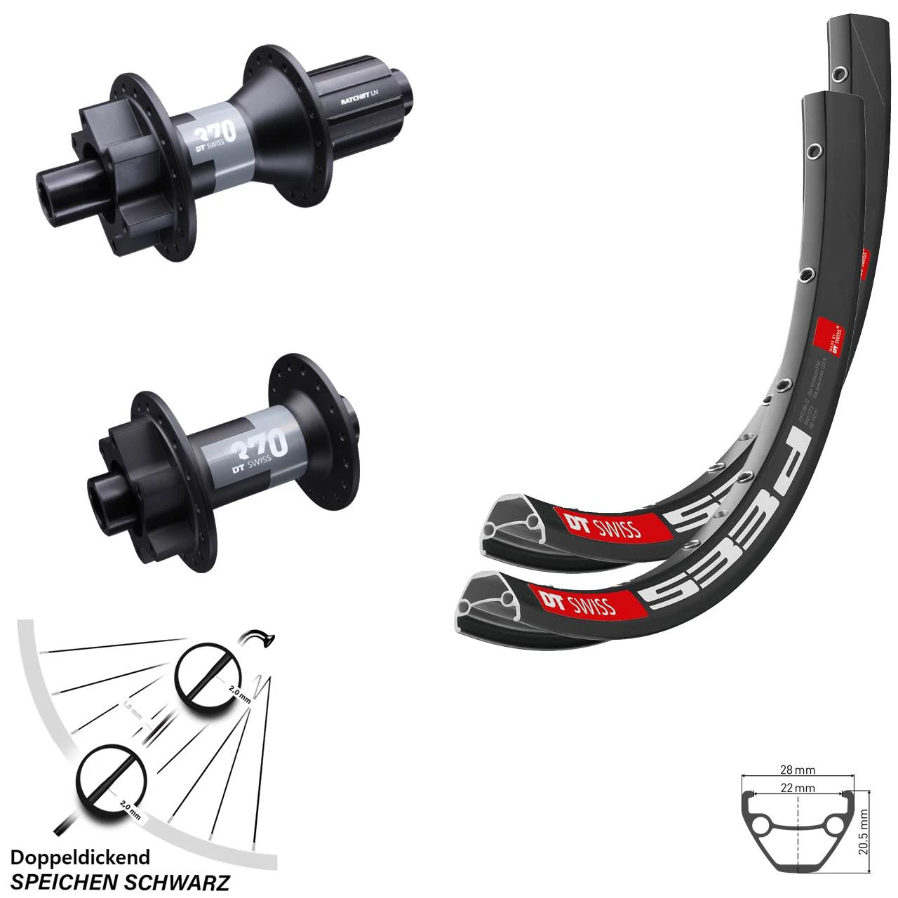 Dt-swiss Laufradsatz 533d DT Swiss 370 Steckachse 100x142 Mm 6-loch 26 Zoll MTB 11-fach 3 Dt-swiss Laufradsatz 533d DT Swiss 370 Steckachse 100x142 Mm 6-loch 26 Zoll MTB 11-fach