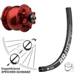 Dt-swiss Vorderes Rad Mit Nabendynamo SON 28 Rot Eloxiert DT Swiss RR 411 28 Zoll Schnellspanner