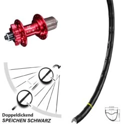Hinterrad Mavic A 1022 Rot Eloxiert KX-M 5x135 Mm 28 Zoll Schnellspanner
