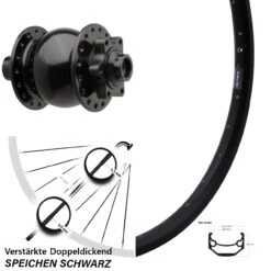 Vorderrad 29 Zoll Ryde Andra 40 Disc Schwarz Nabendynamo SON 28-15 Boost 6-loch 110 Mm