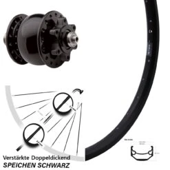 Vorderrad Ryde Andra 40 Disc Schwarz Nabendynamo SON 28-29 Zoll 6-Loch