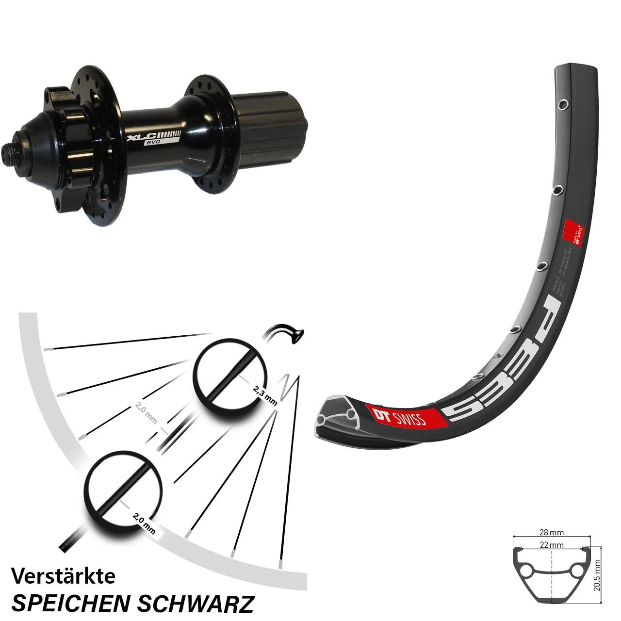 Dt-swiss DT Swiss 533D Hinterrad 27,5 Zoll Mit XLC Evo Nabe 8-11-fach Schwarz 3 Dt-swiss DT Swiss 533D Hinterrad 27,5 Zoll Mit XLC Evo Nabe 8-11-fach Schwarz
