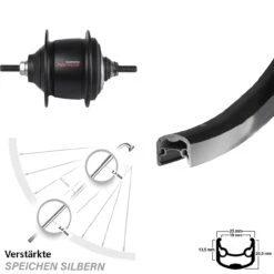 Hinterrad 28 Zoll Ryde Andra 30 Schwarz Shimano Nexus 8-Gang Premium