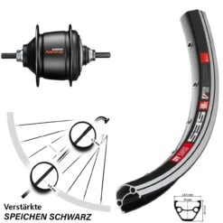 Dt-swiss Hinterrad 28 Zoll DT Swiss 535 Shimano Nexus 8-Gang Freilauf Schwarz