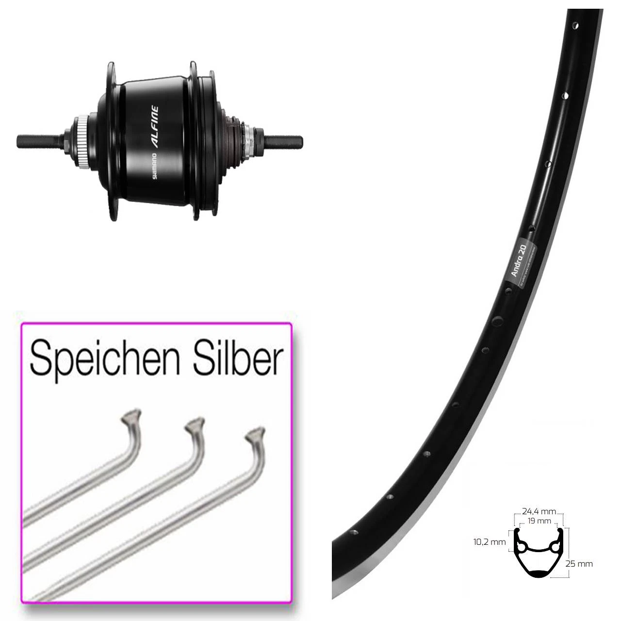 Hinterrad 28 Zoll Ryde Andra 20 Shimano Alfine 8-Gang 3 Hinterrad 28 Zoll Ryde Andra 20 Shimano Alfine 8-Gang