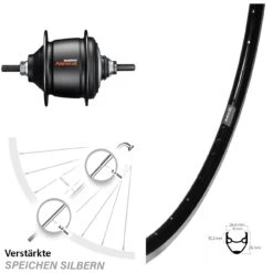 Hinterrad 28 Zoll Ryde Andra 20 Shimano Nexus 8-Gang Freilauf Schwarz