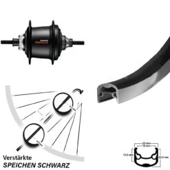 Ryde Andra 30 28 Zoll Hinterrad Mit Shimano Nexus 7-Gang Centerlock Schwarz