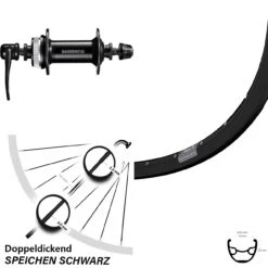 29 Zoll MTB Vorderrad Ryde Rival 19 Schwarz Mit Shimano HB-TX505