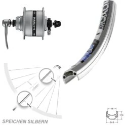 Vorderrad Exal MX-19 26 Zoll Nabendynamo DH3D37