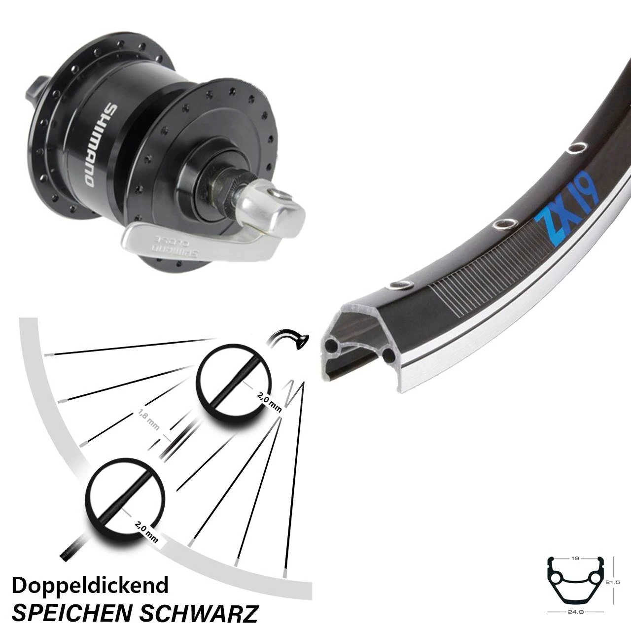 Vorderrad Fahrrad 28 Zoll Exal ZX19 Shimano Nabendynamo DH3N72 Schwarz 3 Vorderrad Fahrrad 28 Zoll Exal ZX19 Shimano Nabendynamo DH3N72 Schwarz