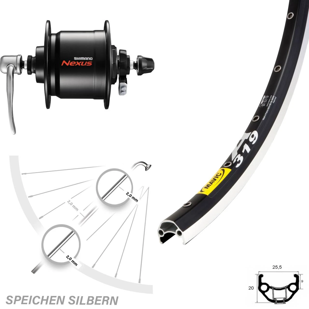Vorderrad Mit Shimano Nabendynamo Mavic A319 28 Zoll Schwarz 3 Vorderrad Mit Shimano Nabendynamo Mavic A319 28 Zoll Schwarz