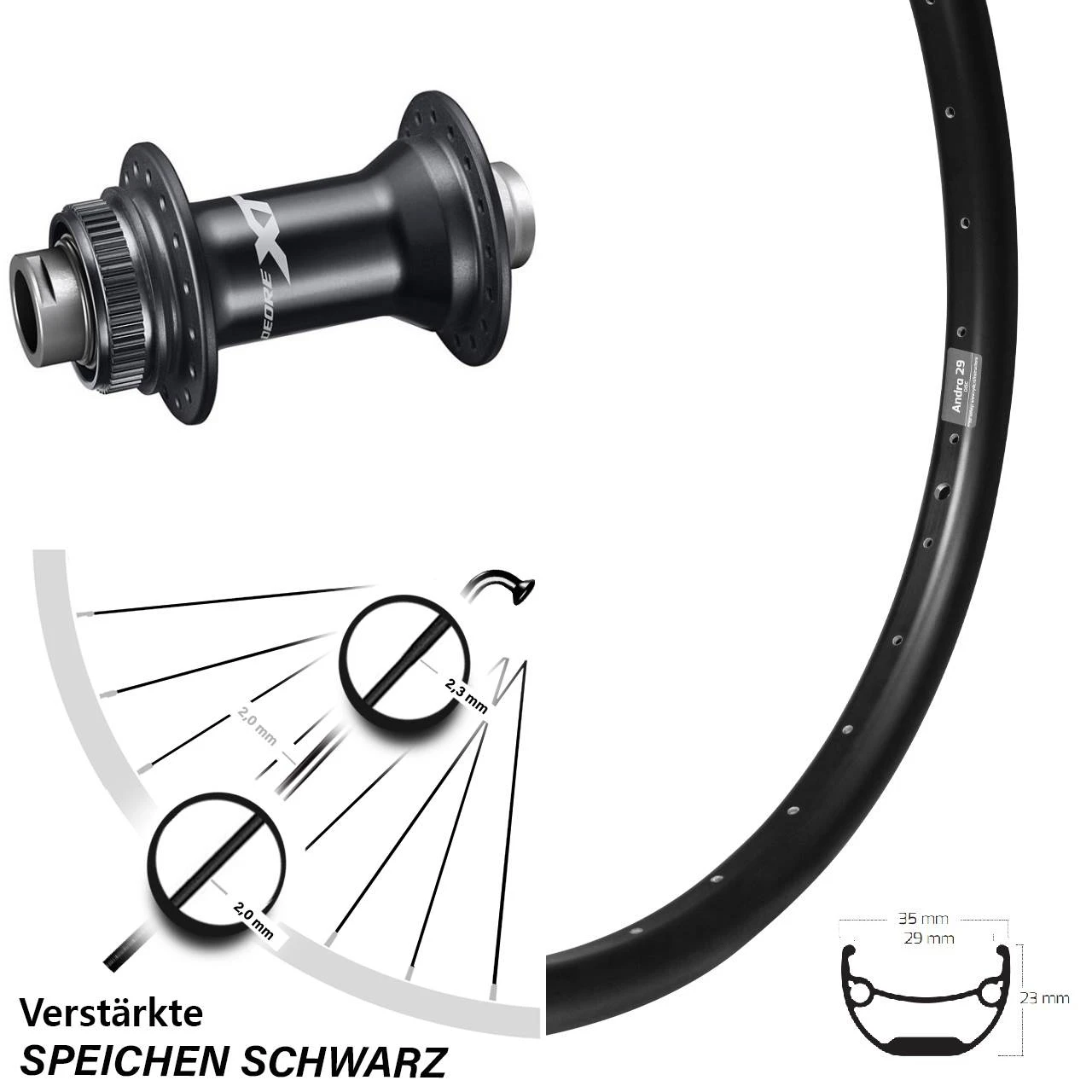 Vorderrad 29 Zoll Ryde Andra 29 Disc Mit Shimano HB-M8110